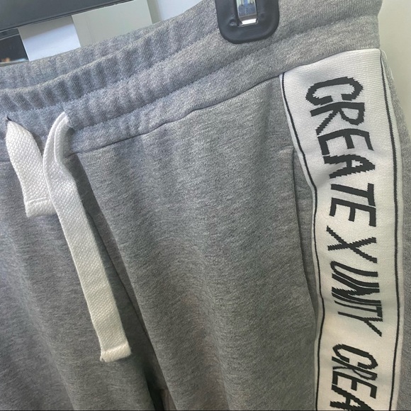 Tommy Hilfiger Create x Unity Grey White Black Drawstring Sweatpants Joggers - Picture 2 of 4